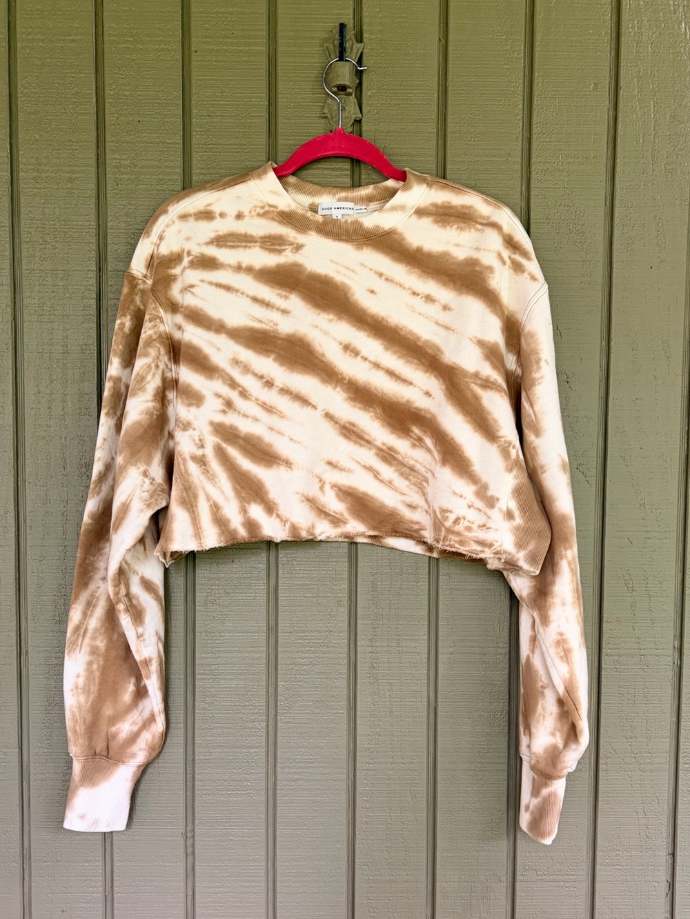 Good American Putty Tie Dye Cropped Sweatshirt Size 1 S EUC